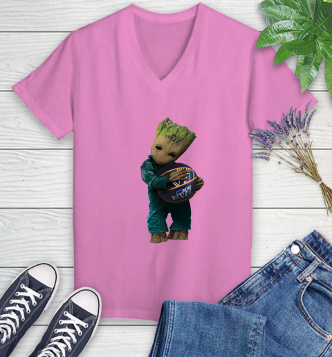 NBA Groot Guardians Of The Galaxy Basketball Sports Utah Jazz Women's V-Neck T-Shirt 14