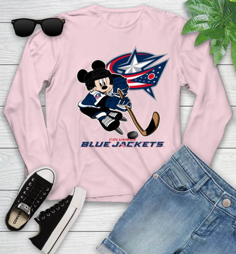NHL Columbus Blue Jackets Mickey Mouse Disney Hockey T Shirt Youth Long Sleeve 10