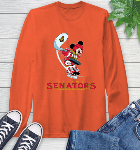 NHL Hockey Ottawa Senators Cheerful Mickey Mouse Shirt Long Sleeve T-Shirt 5