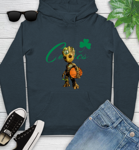 Boston Celtics NBA Basketball Groot Marvel Guardians Of The Galaxy Youth Hoodie 8
