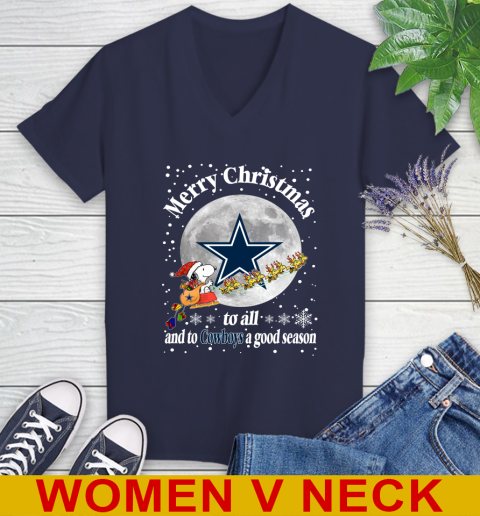 Dallas Cowboys Merry Christmas To All And To Cowboys A Good Season NFL Football Sports Women's V-Neck T-Shirt 12