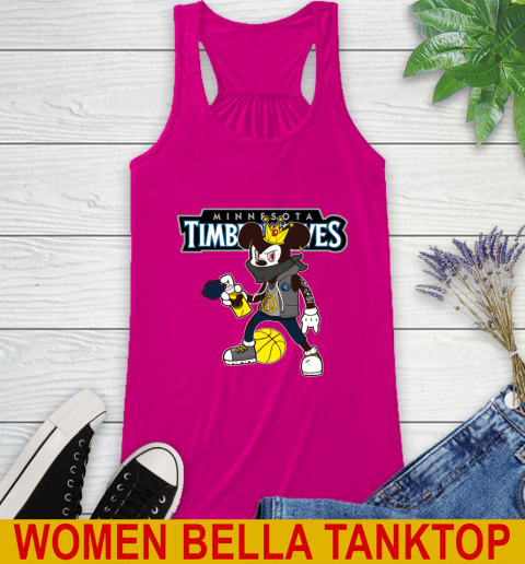 Minnesota Timberwolves NBA Basketball Mickey Peace Sign Sports Racerback Tank 8