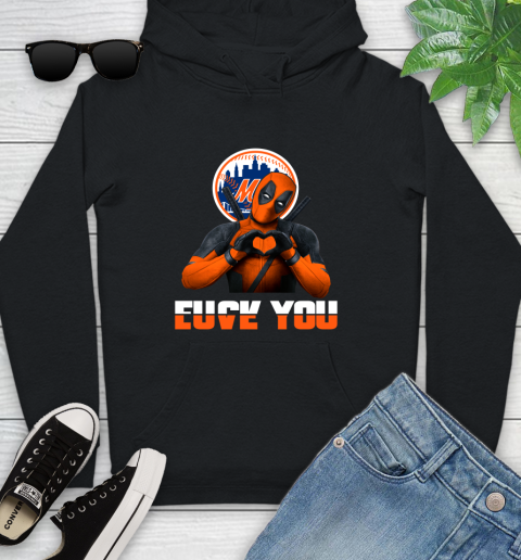 MLB New York Mets Deadpool Love You Fuck You Baseball Sports Youth Hoodie