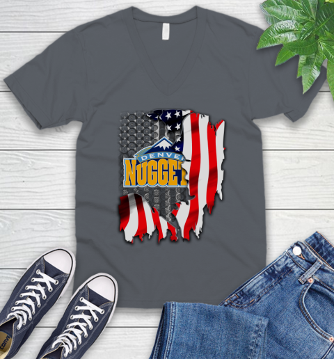 Denver Nuggets NBA Basketball American Flag V-Neck T-Shirt 4