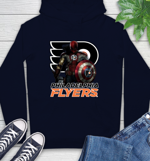 NHL Captain America Thor Spider Man Hawkeye Avengers Endgame Hockey Philadelphia Flyers Hoodie 4