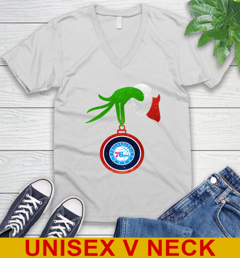 Philadelphia 76ers Grinch Merry Christmas NBA Basketball V-Neck T-Shirt Philadelphia 76ers Grinch Merry Christmas NBA Basketball V-Neck T-Shirt