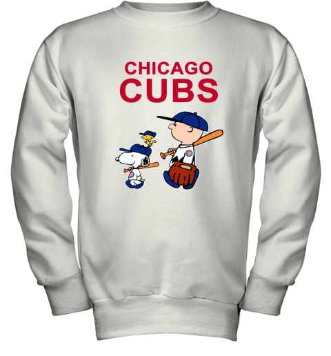 Chicago Cubs Let's Play Baseball Together Snoopy MLB Youth Sweatshirt