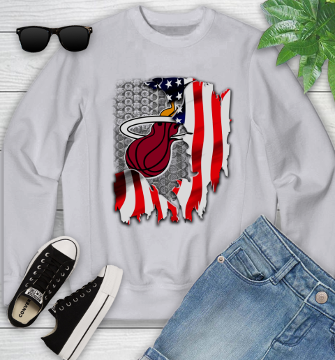 Miami Heat NBA Basketball American Flag Youth Sweatshirt 3