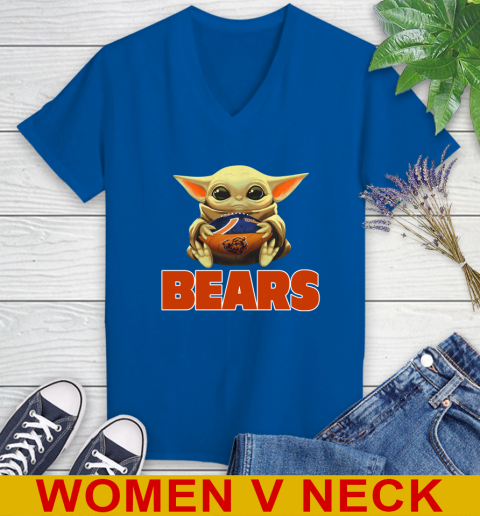 NFL Football Chicago Bears Baby Yoda Star Wars Shirt Women's V-Neck T-Shirt 11