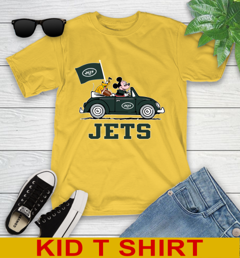 NFL Football New York Jets Pluto Mickey Driving Disney Shirt Youth T-Shirt 8