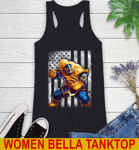 NHL Hockey New York Islanders Thanos Marvel American Flag Shirt Racerback Tank