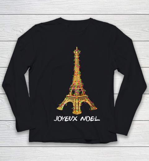 Joyeux Noel French Merry Christmas Eiffel Tower Youth Long Sleeve