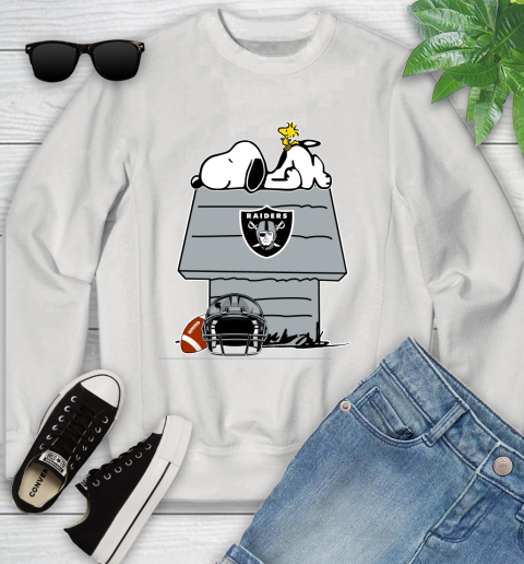 Oakland Raiders NFL Football Snoopy Woodstock The Peanuts Movie Youth Sweatshirt
