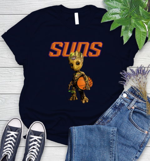 Phoenix Suns NBA Basketball Groot Marvel Guardians Of The Galaxy Women's T-Shirt 3