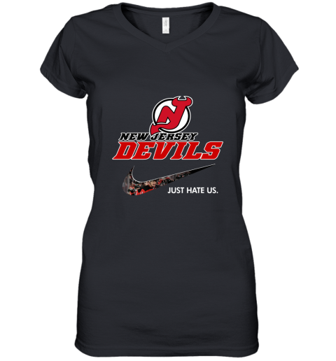 NHL Team New Jersey Devils x Nike Just Hate Us Hockey Women's V-Neck T-Shirt