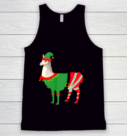 Llama in Elf costume Funny Llama Christmas Pajama Tank Top