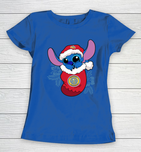 Denver Nuggets Christmas Stitch In The Sock Funny Disney NBA Women's T-Shirt 9