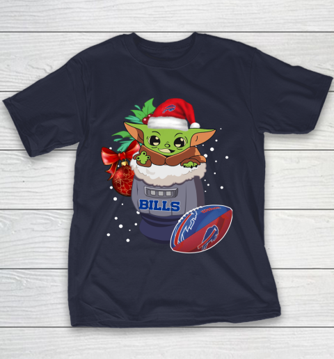Buffalo Bills Christmas Baby Yoda Star Wars Funny Happy NFL Youth T-Shirt 4