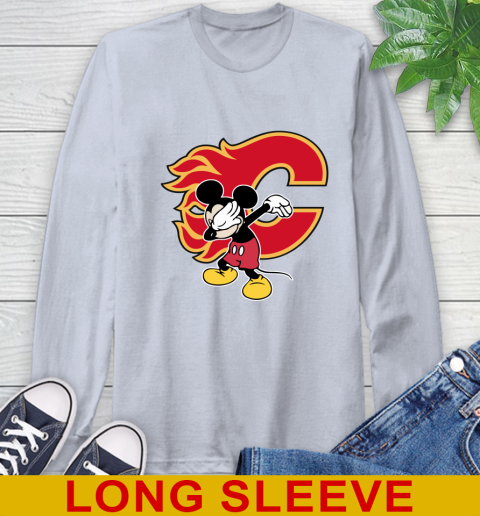 Calgary Flames NHL Hockey Dabbing Mickey Disney Sports Long Sleeve T-Shirt 6