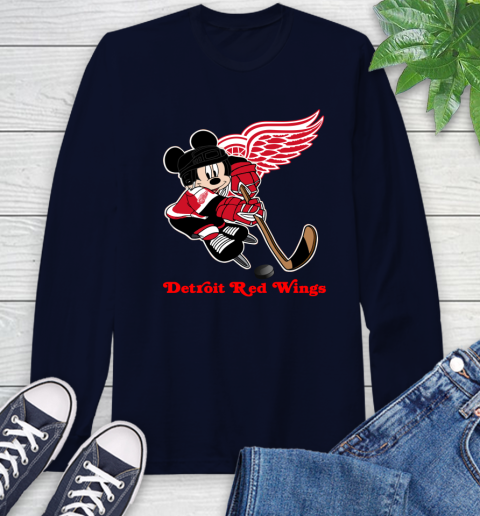 NHL Detroit Red Wings Mickey Mouse Disney Hockey T Shirt Long Sleeve T-Shirt 4