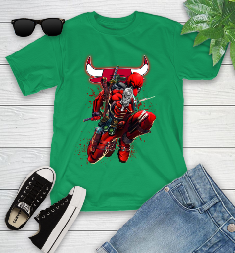 NBA Deadpool Marvel Comics Sports Basketball Chicago Bulls Youth T-Shirt 6