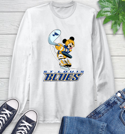 NHL Hockey St.Louis Blues Cheerful Mickey Mouse Shirt Long Sleeve T-Shirt 2