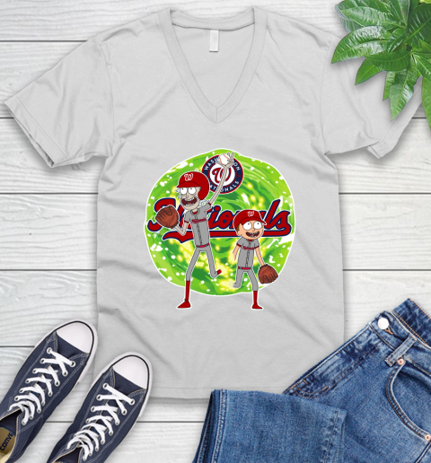 MLB Washington Nationals Rick And Morty Baseball Sports V-Neck T-Shirt