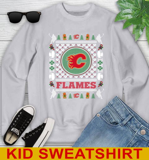 Calgary Flames Merry Christmas NHL Hockey Loyal Fan Youth Sweatshirt 3