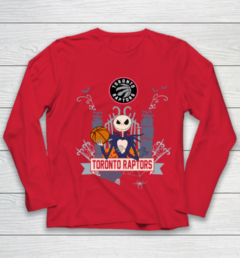 NBA Toronto Raptors Basketball Jack Skellington Halloween Youth Long Sleeve 8