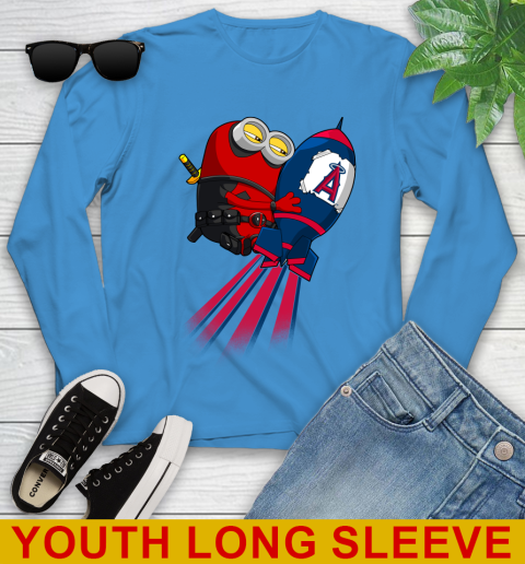 MLB Baseball Los Angeles Angels Deadpool Minion Marvel Shirt Youth Long Sleeve 8