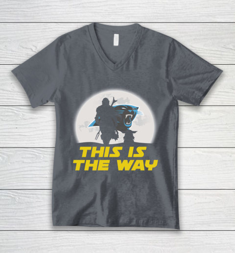 Carolina Panthers NFL Football Star Wars Yoda And Mandalorian This Is The Way V-Neck T-Shirt 4