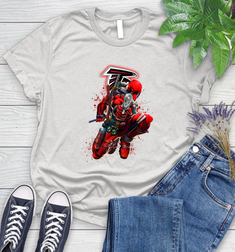 NFL Deadpool Marvel Comics Sports Football Atlanta Falcons Women's T-Shirt