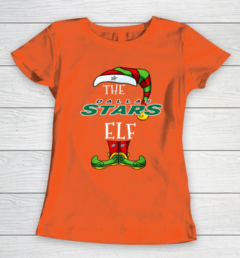 Dallas Stars Christmas ELF Funny NHL Women's T-Shirt 3