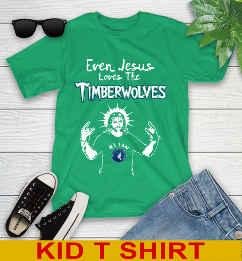 Minnesota Timberwolves NBA Basketball Even Jesus Loves The Timberwolves Shirt Youth T-Shirt 7