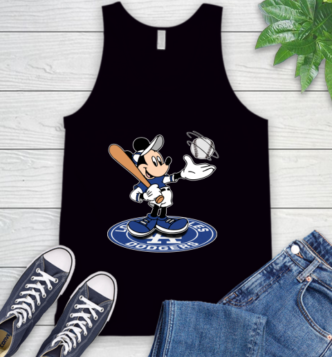 MLB Baseball Los Angeles Dodgers Cheerful Mickey Disney Shirt Tank Top