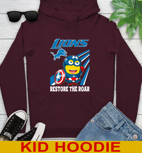 NFL Football Detroit Lions Captain America Marvel Avengers Minion Shirt Youth Hoodie 7