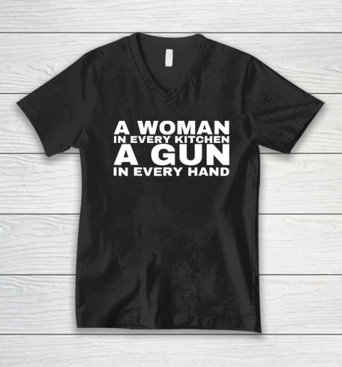 A Woman In Every Kitchen A Gun In Every Hand Shirt Sean Strickland V-Neck T-Shirt