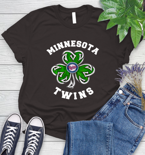 MLB Minnesota Twins Three Leaf Clover St Patrick's Day Baseball Sports Women's T-Shirt 11