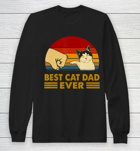 Father gift shirt Cat Dad Retro Vintage For Father's Day Cat Lovers T Shirt Long Sleeve T-Shirt
