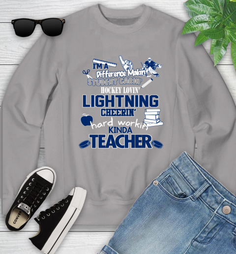 Tampa Bay Lightning NHL I'm A Difference Making Student Caring Hockey Loving Kinda Teacher Youth Sweatshirt 3