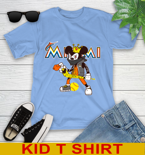 Miami Marlins MLB Baseball Mickey Peace Sign Sports Youth T-Shirt 11