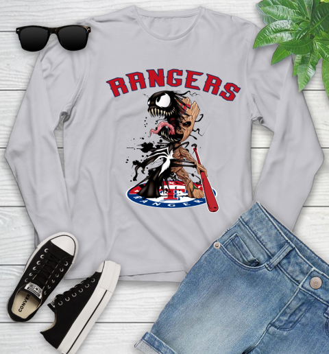 MLB Texas Rangers Baseball Venom Groot Guardians Of The Galaxy Youth Long Sleeve 5