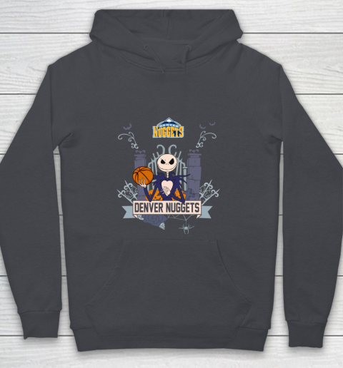 NBA Denver Nuggets Basketball Jack Skellington Halloween Youth Hoodie 5