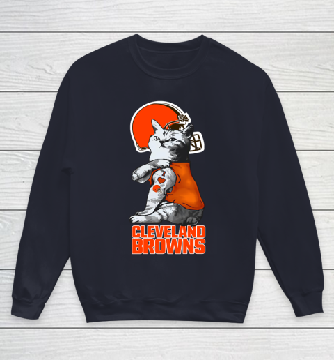 NFL Football My Cat Loves Cleveland Browns Youth Sweatshirt 2
