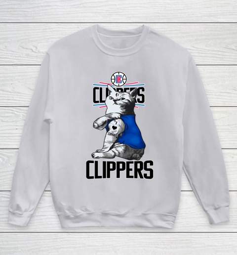 NBA Basketball My Cat Loves LA Clippers Youth Sweatshirt 3