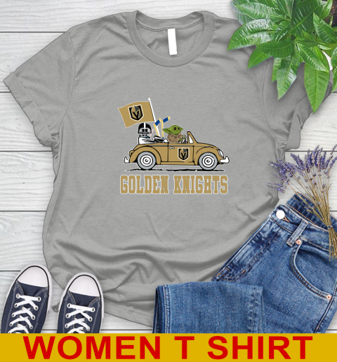 NHL Hockey Vegas Golden Knights Darth Vader Baby Yoda Driving Star Wars Shirt Women's T-Shirt 11