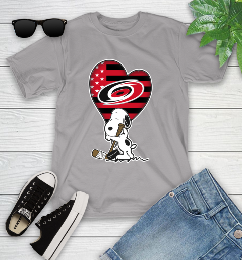Carolina Hurricanes NHL Hockey The Peanuts Movie Adorable Snoopy Youth T-Shirt 4