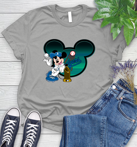MLB Los Angeles Dodgers The Commissioner's Trophy Mickey Mouse Disney Women's T-Shirt 10