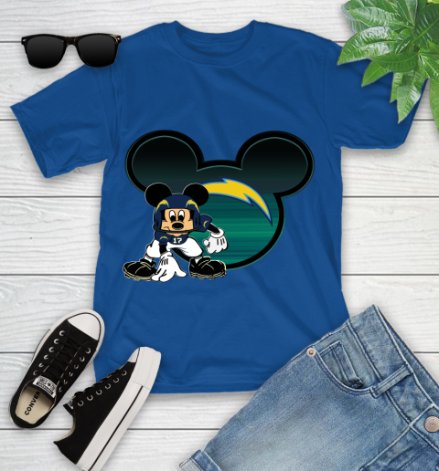 NFL Los Angeles Chargers Mickey Mouse Disney Football T Shirt Youth T-Shirt 21
