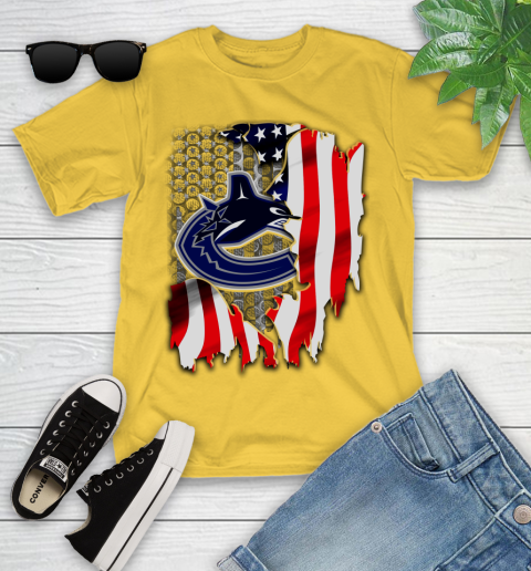 Vancouver Canucks NHL Hockey American Flag Youth T-Shirt 10